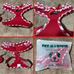 New Red Checkered Dog Harness ONLY without leash.